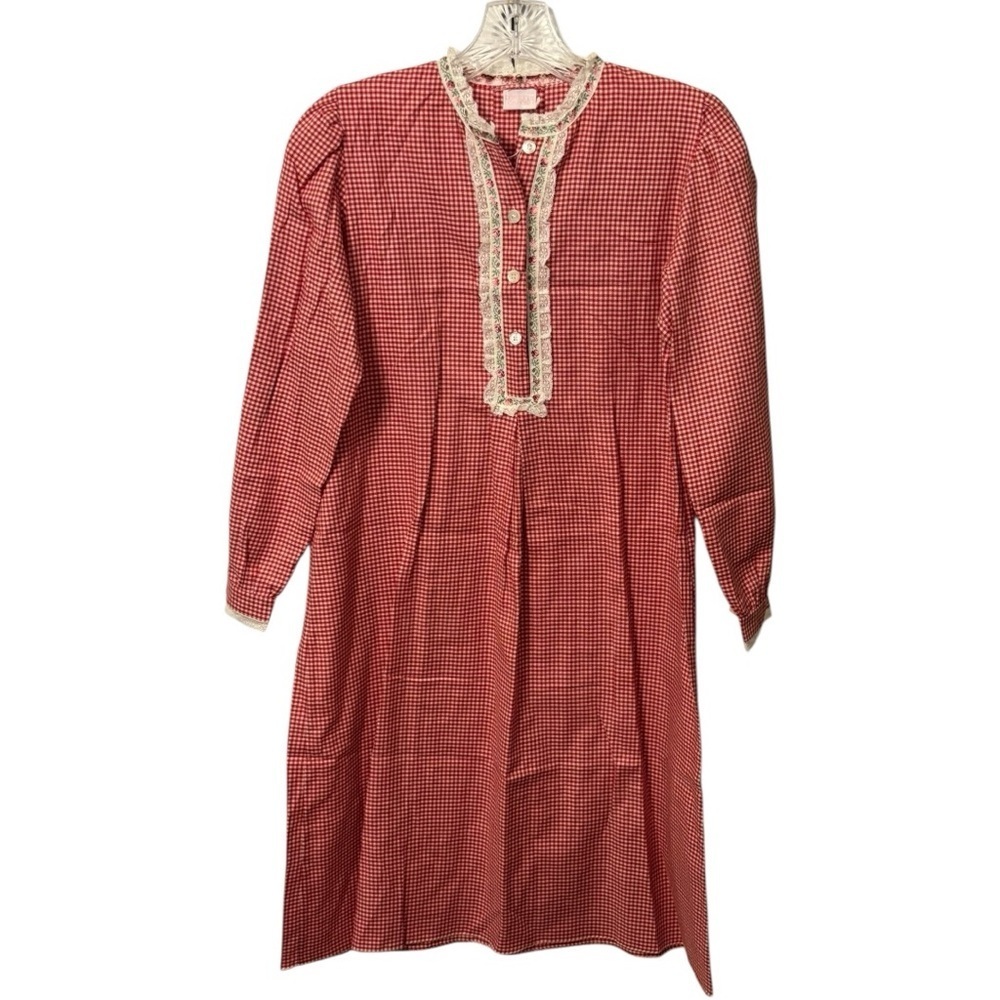 Loretta Caponi Red Gingham Nightshirt in Size 8